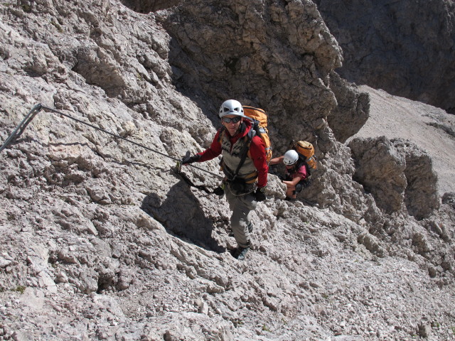 Sas-Rigais-Klettersteig: Christoph und Gudrun im Ostanstieg (11. Aug.)