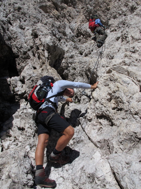 Sas-Rigais-Klettersteig: Christoph und Susanne im Ostanstieg (11. Aug.)