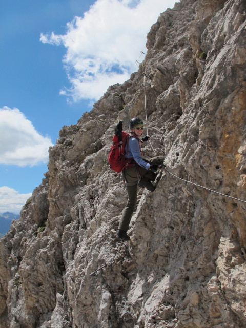 Sas-Rigais-Klettersteig: Susanne im Villn&ouml;&szlig;er Einstieg (11. Aug.)