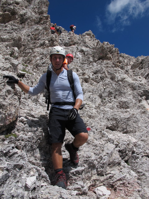 Sas-Rigais-Klettersteig: Christoph im Villn&ouml;&szlig;er Einstieg (11. Aug.)