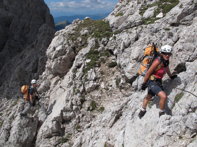 Sas-Rigais-Klettersteig: Christoph und Gudrun im Villnößer Einstieg (11. Aug.)