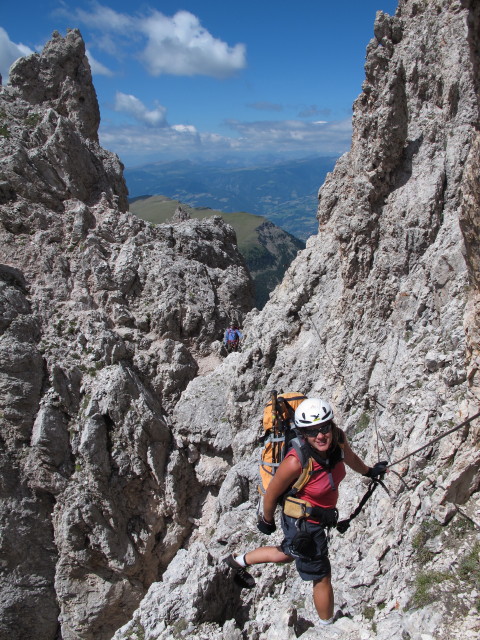 Sas-Rigais-Klettersteig: Susanne und Gudrun im Villn&ouml;&szlig;er Einstieg (11. Aug.)