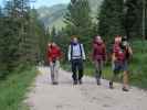 Christoph, Christoph, Susanne und Gudrun am Weg 6 zwischen Sass Rigais und Tschantschenonalm (10. Aug.)