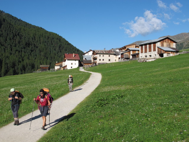 Irene, Gudrun und Christoph am Weg 5 zwischen Melag und Melagalm (15. Aug.)