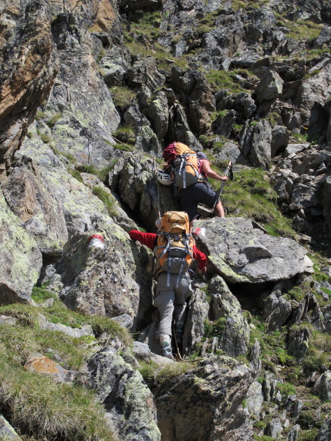 Gudrun und Christoph am westlichen Teil des Adlersteigs zwischen Wei&szlig;kugelh&uuml;tte und Vorderem Schmied (15. Aug.)