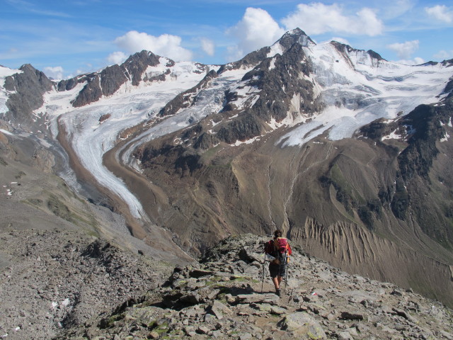 Gudrun am östlichen Teil des Adlersteigs zwischen Vorderem Schmied und Weißkugelhütte (15. Aug.)