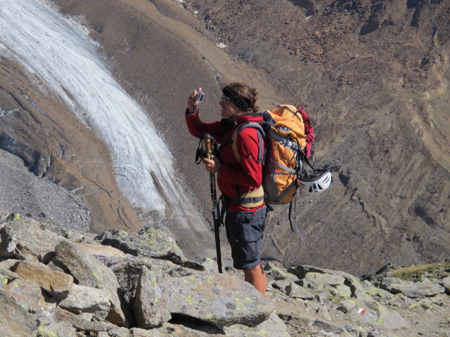 Gudrun am &ouml;stlichen Teil des Adlersteigs zwischen Vorderem Schmied und Wei&szlig;kugelh&uuml;tte (15. Aug.)