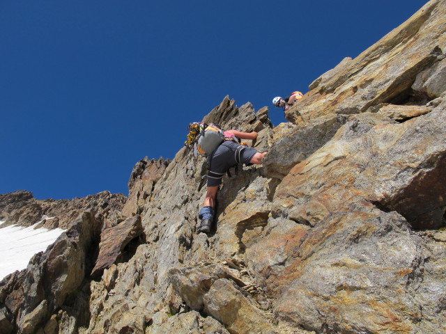 Gudrun und Christoph am Ostgrat der Wei&szlig;kugel (16. Aug.)