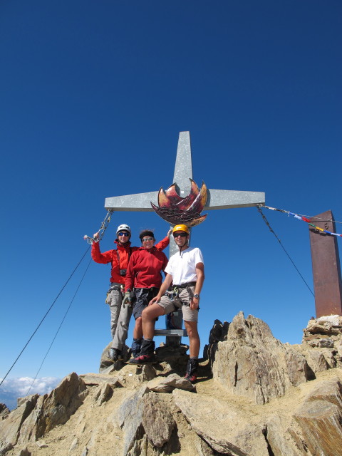 Christoph, Gudrun und ich auf der Wei&szlig;kugel, 3.738 m (16. Aug.)