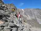 Irene und Christoph am östlichen Teil des Adlersteigs zwischen Vorderem Schmied und Weißkugelhütte (15. Aug.)