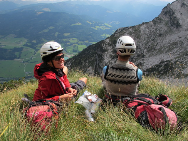 S&uuml;danstieg: Gudrun und Christoph zwischen Kasten und Abzweigung zum S&uuml;dostgrat (31. Aug.)