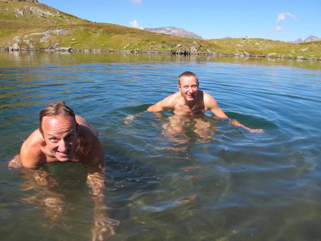 Jörg und ich im Hüttkarsee, 2.136 m (7. Sept.)