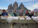 Simon, Kurt, Bene, Kurt, Reiner und Peter bei der Drei-Zinnen-Hütte, 2.405 m (22. Sept.)