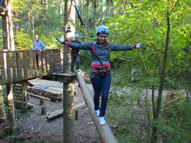 Walter und Diana im Parcours 'Schwarzspecht' im Kletterwald Buchenberg