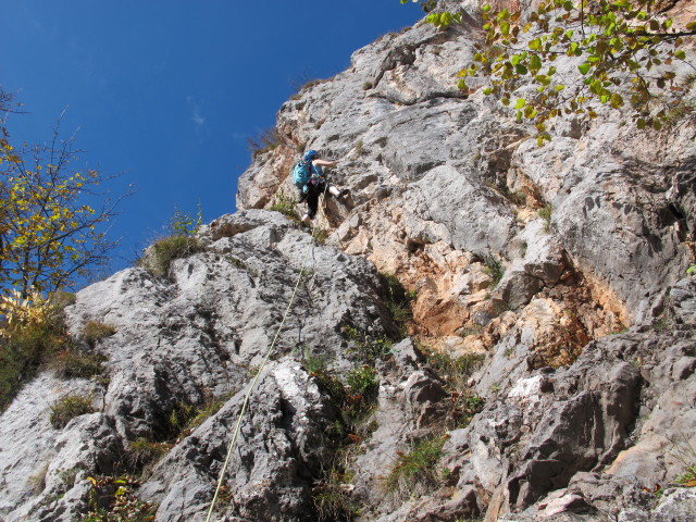 'Hühnerbrust': Irene in der 1. Seillänge