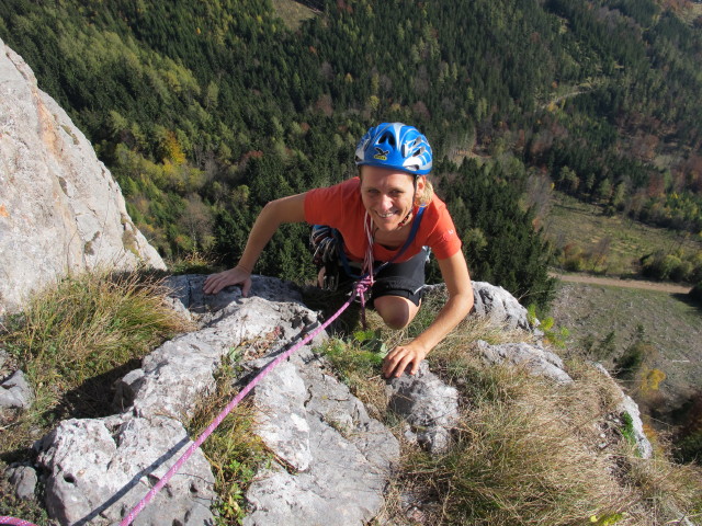 'Hühnerleiter': Christiane in der 4. Seillänge