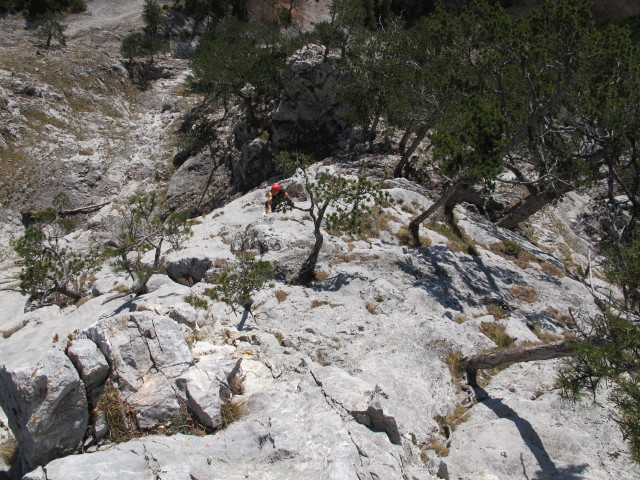 'Brunnerweg': Dieter in der 4. Seillänge