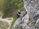 Gumpoldskirchner Klettersteig: Kathrin zwischen Querung und Umstieg