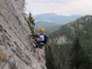 'Mein Land - Dein Land'-Klettersteig: Hannelore in der Plattenquerung