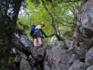 Höhenweg-Klettersteig: Hannelore im Ausstieg