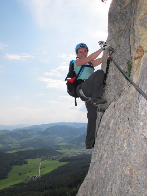 Gebirgsvereins-Klettersteig: Diana beim Schneebergblick