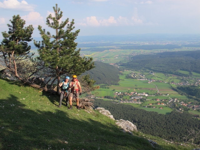 Diana und ich zwischen Gebirgsvereins-Klettersteig und Hubertushaus