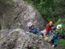 Katja-Lin, Kerstin und Stefan nach der Seilbrücke