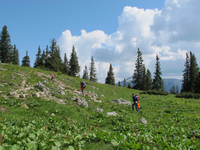 Anja-Liv, Kerstin, Stefan und Tim zwischen Gsolhirn und T&ouml;rlweg