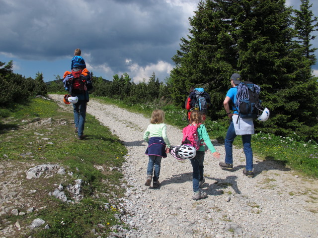 Tim, Stefan, Katja-Lin, Anja-Liv, Kerstin und Florian zwischen Gsolhirn und T&ouml;rlweg