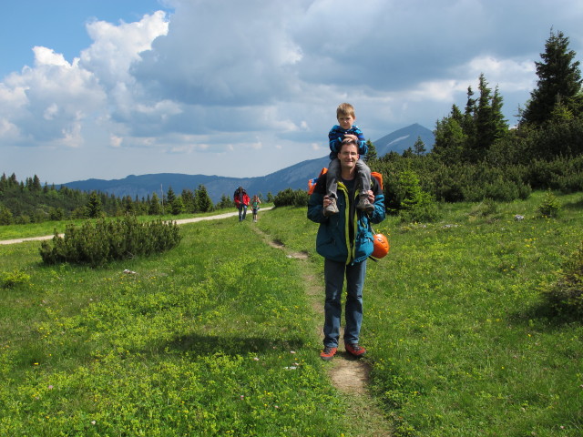 Kerstin, Anja-Liv, Tim und Stefan zwischen Gsolhirn und T&ouml;rlweg