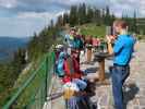 Katja-Lin, Anja-Liv, Stefan, Kerstin und Florian bei der Bergstation der Rax-Seilbahn, 1.547 m