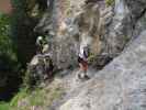 Kirchblick-Klettersteig: Stephan, Helmut und Sonja bei der Kreuzung mit dem Burgforst-Klettersteig (7. Juli)