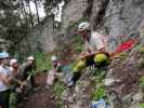 Kirchblick-Klettersteig: Sonja, Marek, Bernhard, Helga und Reinhard beim Einstieg (8. Juli)