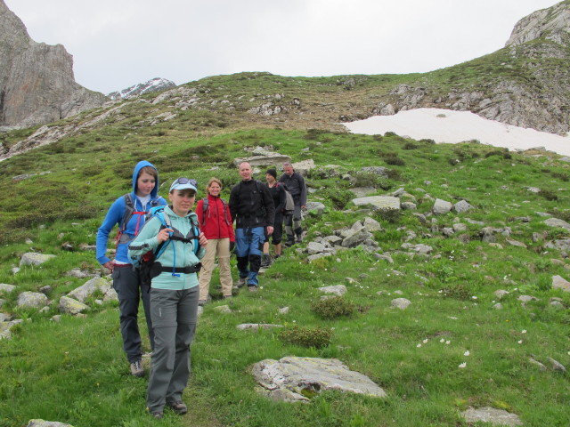 Hannelore, Diana, Doris, Daniel, Ernst und Erich zwischen Obstanser See-Hütte und Obstanser Eishöhle