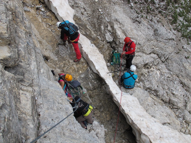 Große Kinigat-Klettersteig: Dominika, Miriam, Evelyn, Erwin und Wolfgang beim Einstieg