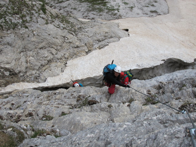 Große Kinigat-Klettersteig: Wolfgang, Dominika und Erwin im Einstieg