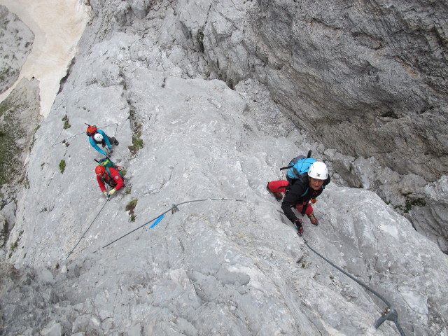 Große Kinigat-Klettersteig: Wolfgang, Erwin und Dominika im Schwitzerwandl