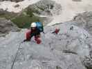 Große Kinigat-Klettersteig: Dominika, Erwin und Wolfgang am Elfenbeinpfeiler