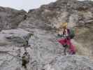 Große Kinigat-Klettersteig: Evelyn und Miriam am Elfenbeinpfeiler