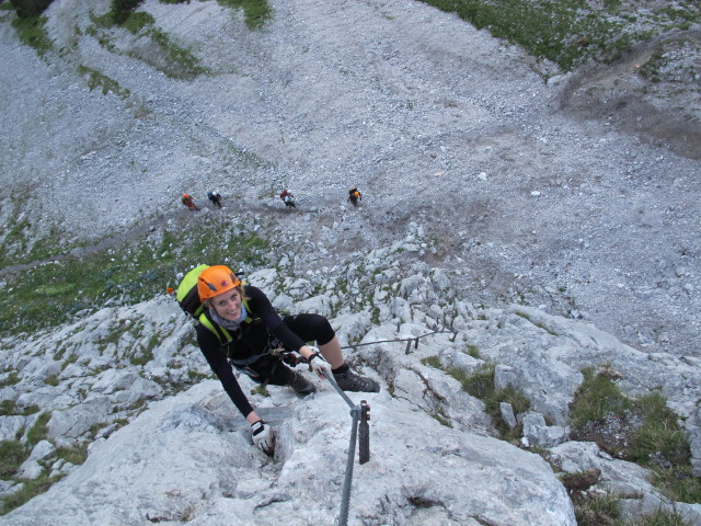 Anna-Klettersteig: Sabrina im Einstieg (19. Juli)