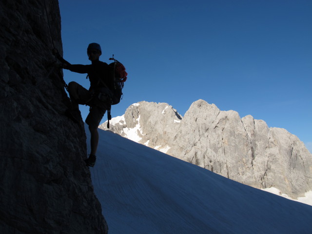 Amon-Klettersteig: Christian zwischen Einstieg und Simonyscharte (20. Juli)