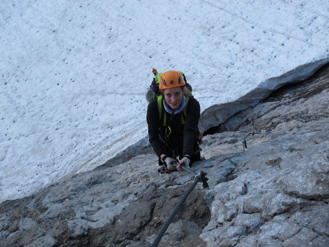 Amon-Klettersteig: Sabrina zwischen Einstieg und Simonyscharte (20. Juli)