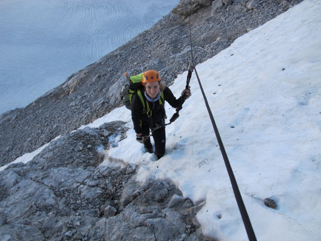 Amon-Klettersteig: Sabrina zwischen Einstieg und Simonyscharte (20. Juli)