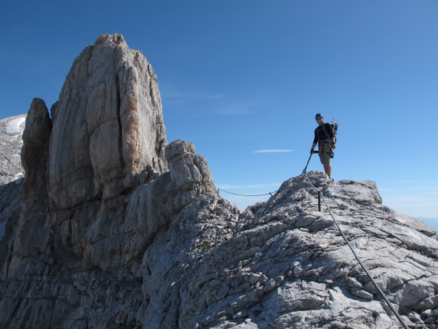 Amon-Klettersteig: Christian zwischen Simonyscharte und Ausstieg (20. Juli)