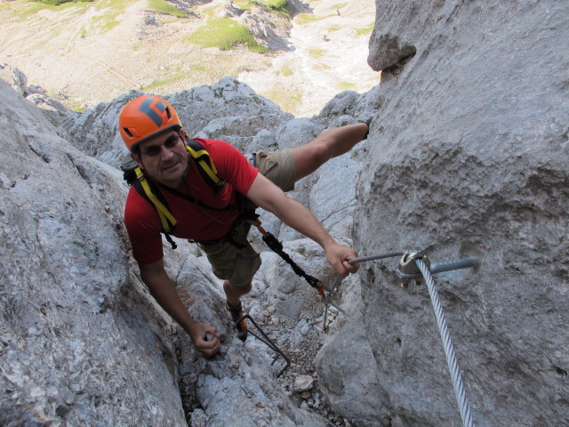 Selbhorn-Klettersteig: Axel im Herzogkamin