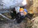 Via Ferrata Italiana al Mangart: Christian und Sabrina in der Höhle (17. Aug.)