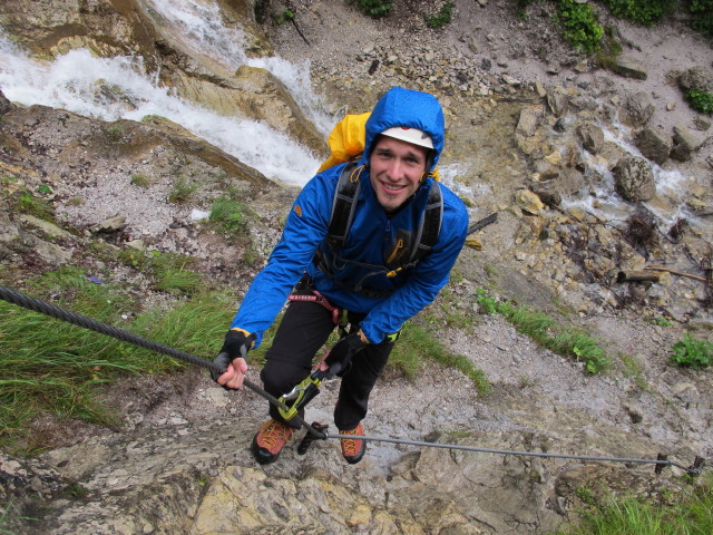 Rotschitzaklamm-Klettersteig: David im Einstieg