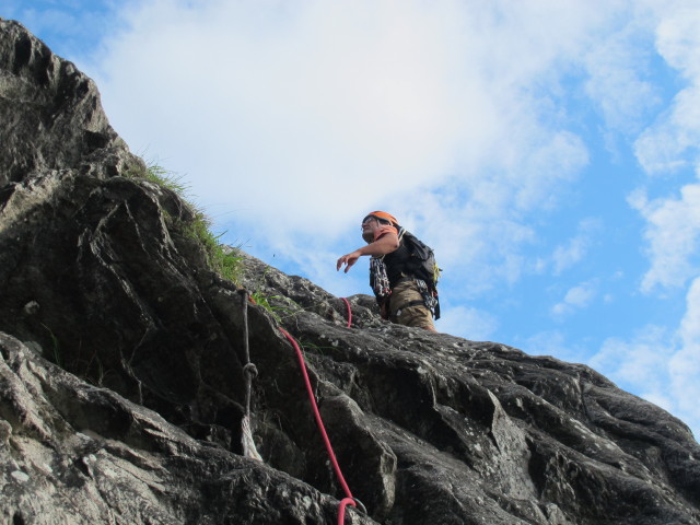 Axel in der zweiten Seill&auml;nge der Klettertour 'Wasserfall'