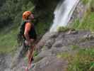 Axel in der dritten Seillänge der Klettertour 'Wasserfall'