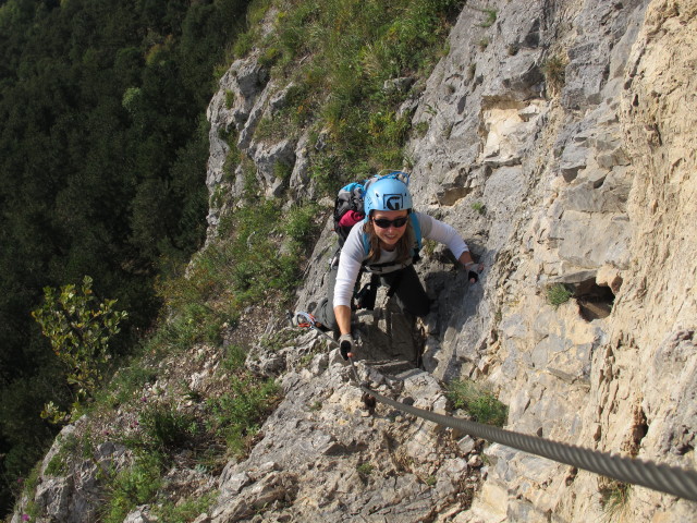 Pittentaler Klettersteig: Diana nach der zweiten Querung